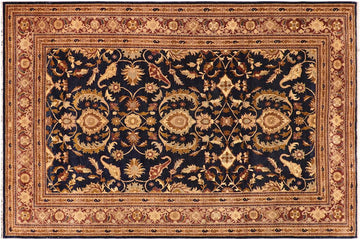 handmade Traditional Kafkaz Chobi Ziegler Blue Brown Hand Knotted RECTANGLE 100% WOOL area rug 10 x 14